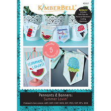Load image into Gallery viewer, KIMBERBELL PENNANTS & BANNERS: SUMMER LOVIN’ MACHINE EMBROIDERY CD Kimberbell