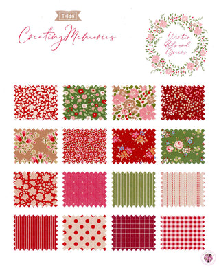 Tilda Creating Memories FQB Fabric Winter Reds & Greens (16) Seasonal Basics Collection