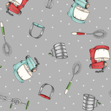 Load image into Gallery viewer, Happiness is Homemade Mixers Grey Fabric by Maywood Studio