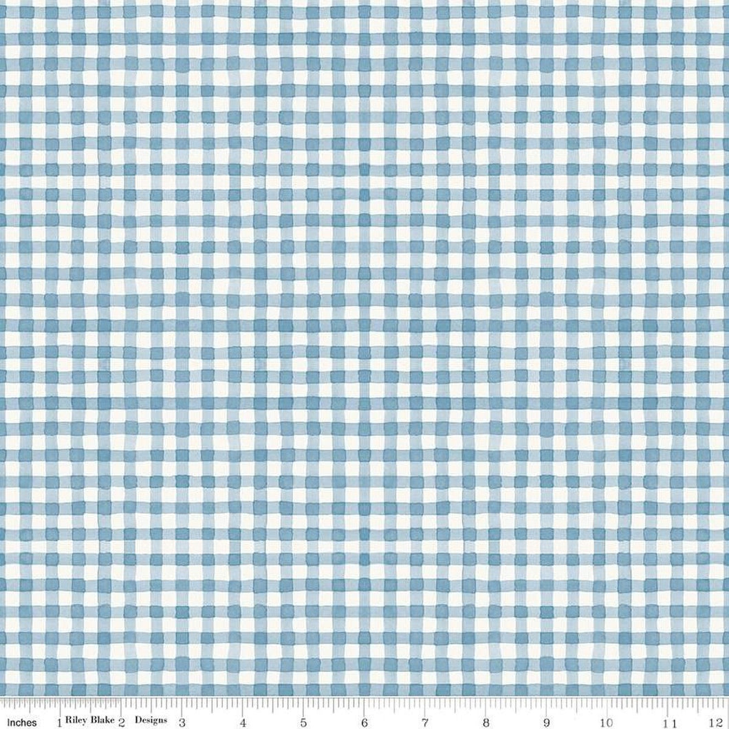 Countryside Blue Gingham Fabric by Riley Blake SBY