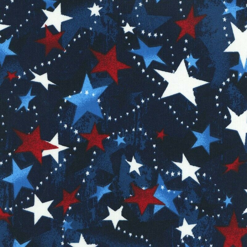 Patriotic Prints Tossed Stars Fabric by Galaxy Sold by the Yard Galaxy