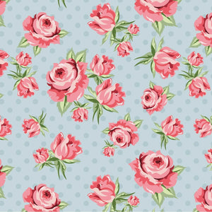 Poppy Cotton Prize Roses Fabric-Dots & Posies Collection Stitch It Up VA