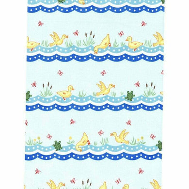 Animal Quackers Fabric Teal Duck Stripe by Maywood Studio Sold by the Yard Maywood Studio