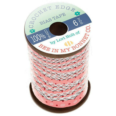 Polka Dot Coral Crochet Edge Bias Tape by Lori Holt [6 yards/Spool] Riley Blake