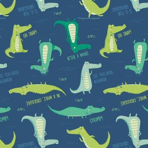 Crocodile Phrases Fabric by Camelot Navy SBY Stitch It Up VA