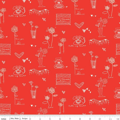 From the Heart Red Main or Cream Fabric by Riley Blake SBY Riley Blake