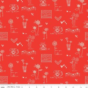 From the Heart Red Main or Cream Fabric by Riley Blake SBY Riley Blake
