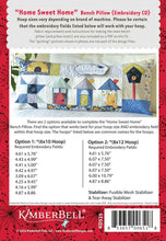 Load image into Gallery viewer, KIMBERBELL HOME SWEET HOME BENCH PILLOW MACHINE EMBROIDERY (CD) KimberBell