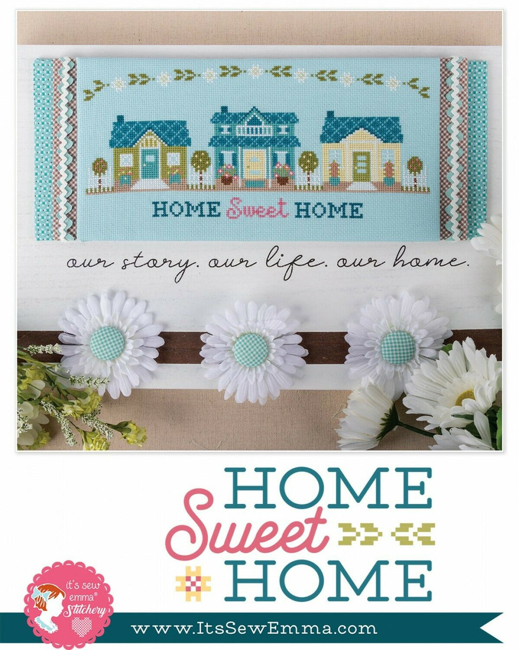 Home Sweet Home Cross Stitch Pattern w/DMC threads- by It's Sew Emma It's Sew Emma