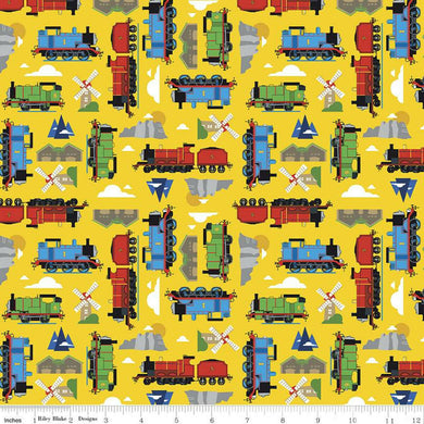 Thomas & Friends Fabric (Yellow) All Aboard Collection by Riley Blake SBY Riley Blake