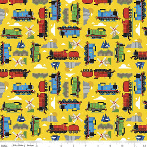 Thomas & Friends Fabric (Yellow) All Aboard Collection by Riley Blake SBY Riley Blake