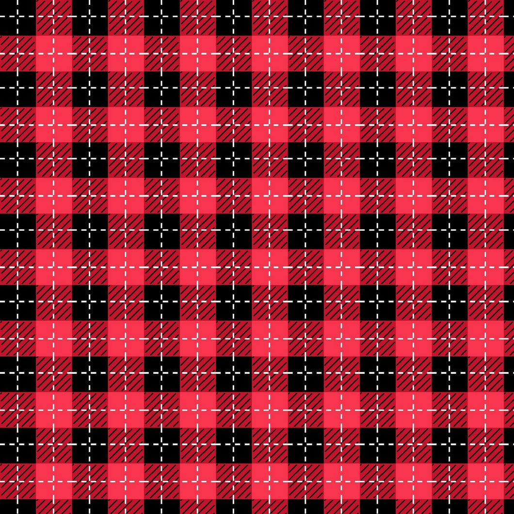 BUFFALO PLAID FABRIC-WE WHISK YOU A MERRY CHRISTMAS COLLECTION RED/BLACK Plaid