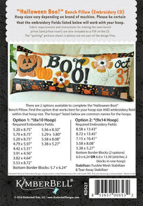 HALLOWEEN BOO! Bench Pillow by KimberBell Designs ME CD Kimberbell