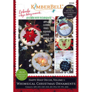 KIMBERBELL (KIT) WHIMSICAL CHRISTMAS ORNAMENT ME CD w/ BAMBOO HOOPS (SET OF 2) Kimberbell