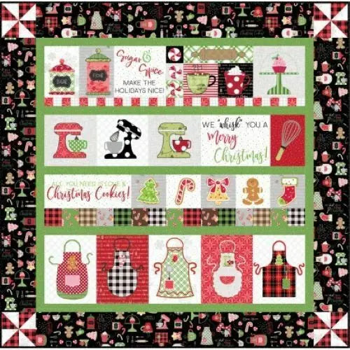 WE WHISK YOU A MERRY CHRISTMAS QUILT KIT (BLACK BORDER) EMBROIDERY Stitch It Up VA