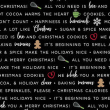 Load image into Gallery viewer, Maywood Studio We Whisk you A Merry Christmas Fabric  Black or Red Holiday Baking Phrases Sold by the Yard Stitch It Up VA