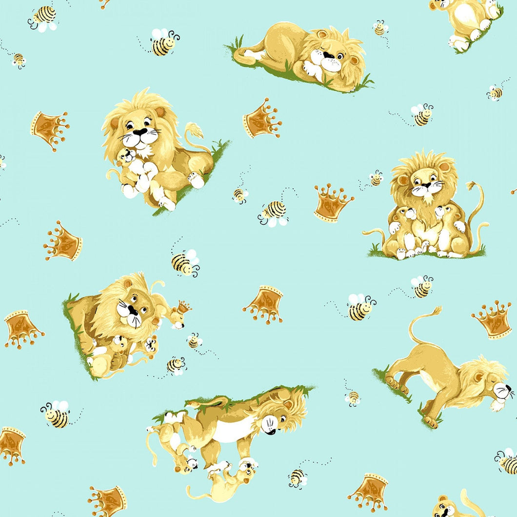 Light Blue Lyon the Lion Toss Cotton Fabric From Susybee SBY Stitch It Up VA