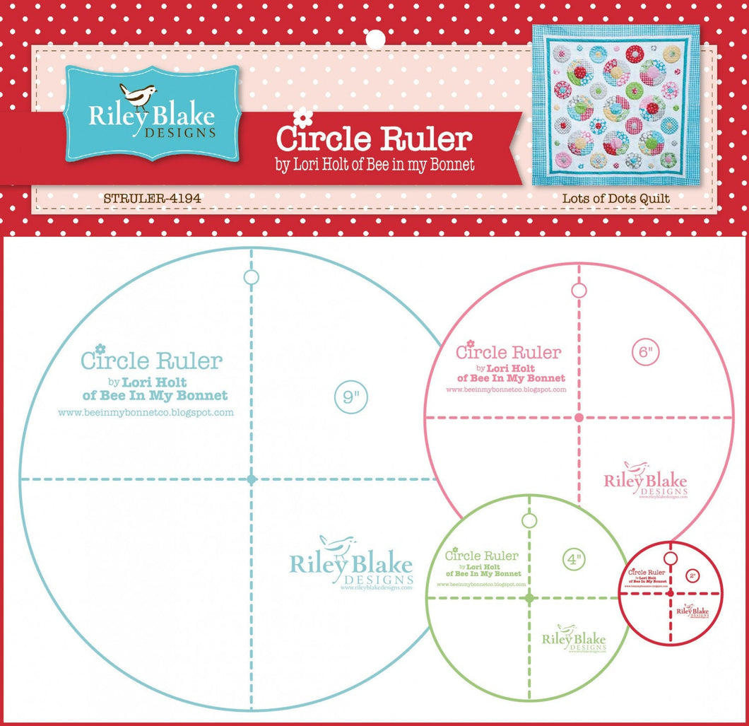 Lori Holt Circle Rulers With 9in , 6in , 4in and 2 inch Stitch It Up VA