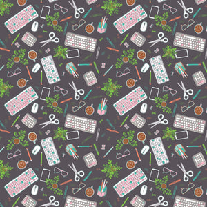 Desk Flat Charcoal Fabric by Camelot SBY Stitch It Up VA
