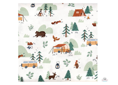 Camp Woodland Fabric by Riley Blake Off White SBY Stitch It Up VA