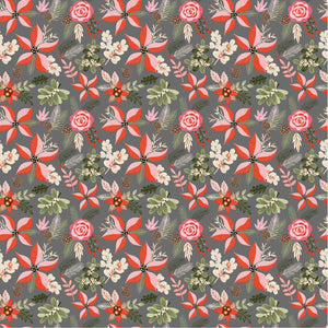 Poppie Cotton Poins & Pines Gray Fabric "Snuggle Up Buttercup" by Poppie Cotton Collection In Theme SBY Stitch It Up VA