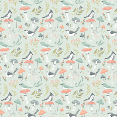 Woodland Songbirds Fabric Lt Blue by Poppie Cotton SBY Stitch It Up VA