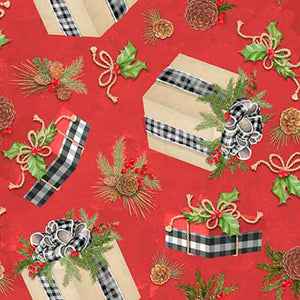 Holiday Gift Toss Fabrich Red by SpringsCreative SBY Stitch It Up VA