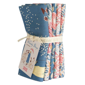 Tilda Windy Days FQB Fabric Choose From Blue, Camel/Coral, Red/Pink,  Grey/ Teal, Aella Stitch It Up VA