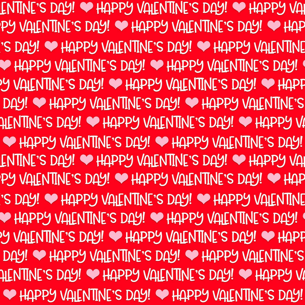 Happy Valentines Day Words Red Fabric by Henry Glass SBY Stitch It Up VA