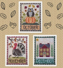 Load image into Gallery viewer, Waxing Moon Designs Monthly Trios Cross Stitch Patterns  Choose From: Stitch It Up VA