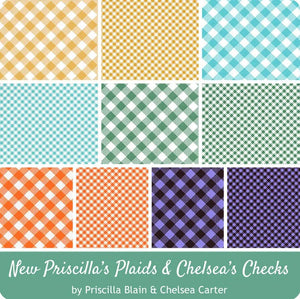 Henry Glass Priscilla Plaids Fabric 10 yard bundle of 1 yard each OR 1/2 Yard each Stitch It Up VA