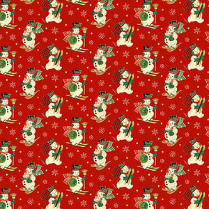 SNOWMEN Red Jolly Fabric Vintage Collection by Michael Miller Stitch It Up VA