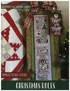 Christmas Rules Cross Stitch Pattern/Paper Pattern/by Primrose Cottage Stitches