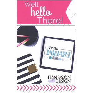 Hands On Design Well Hello There Cross Stitch Booklet Jan-December months with Complete Button Pack by Just Another Button Company