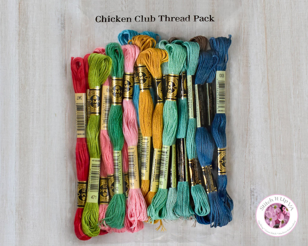 Lori Holt Cross Stitch Chicken Club Thread Pack/26 DMC Threads/Threads ONLY