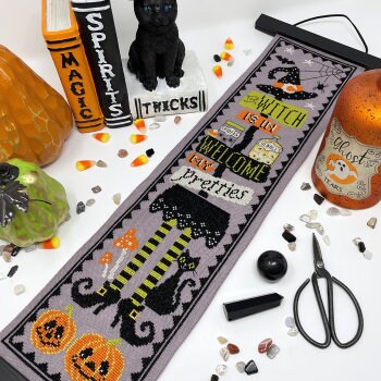 Spooky Halloween/ Cross Stitch/ Printed Pattern/ by Tiny Modernist/Bell Pull