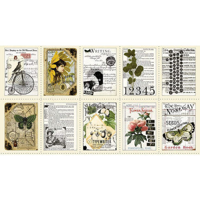Art Journal Flower Press Patch Panel Fabric by Riley Blake